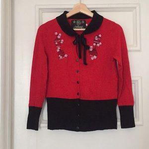Rockabilly pinup girl Chinese-inspired cardigan